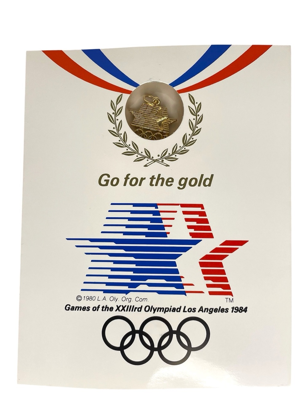 1984 LA Olympic Games Pendant 14K Gold Plate Stars Charm Go For the Gold New